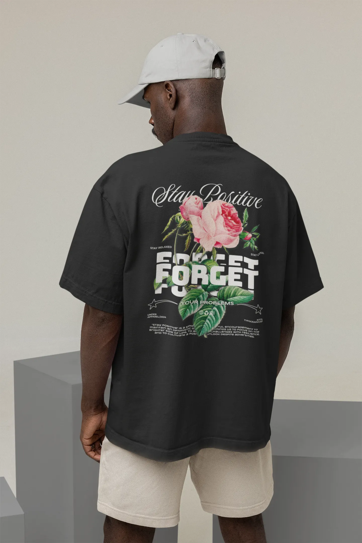 Stay Positive | Floral Oversized Tshirt